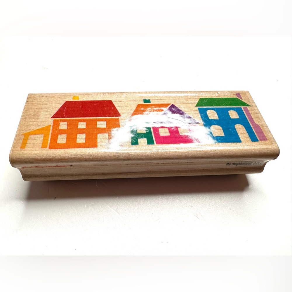 Posh Impressions Rubber Stamp RubberStampede 1990 The Neighborhood Wood Mounted